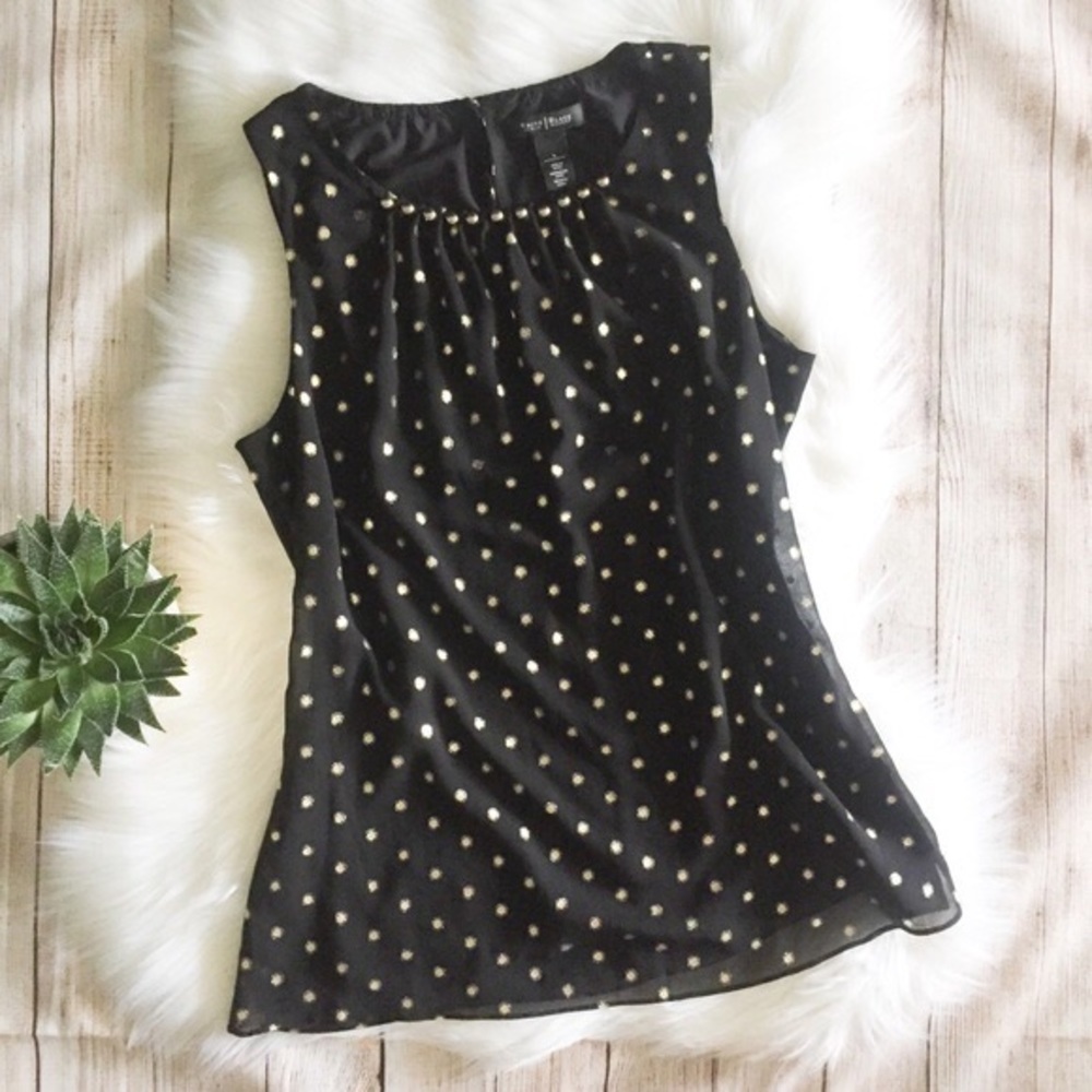 White House Black Market Medium Blouse in black and gold